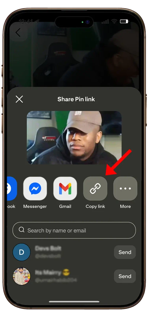 Pinterest mobile app pin with the three-dot menu open