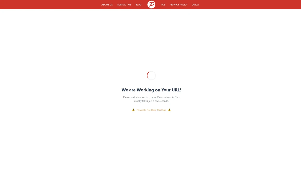 PintDownloader fetching the Pinterest video after the link is submitted
